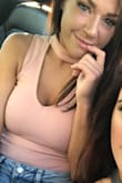 I love this top. I bought it in 3 different colors! Fits perfect, stretchy, comfy! Does show a little, but not too much, and not too little! Adore! Small complaint if I had to say one, would be the newest and less worn one, has a small hole where the zipper is. Easy fix tho! - Megan B.