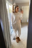 I want to live in these. I bought the joggers and matching sweatshirt. Pretty much the most comfortable outfit ever. I gave the pants 4 stars because the hips were cut a little wide; kinda saddle bag like. But even with they are super cute for lounging around the house. I want these in more colors! - Nicole D.