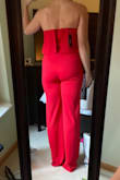 The seam up the center of the torso really helps to flatter the waist line. It does run really long but that is a good thing! A simple tailoring for a perfect fit with the perfect shoes. Can't go wrong. Great support up top but will wear nip covers. Can't wait to wear this! - Lauren B.