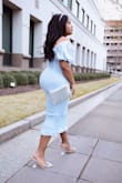 I absolutely love the color and how comfortable this dress is, the only thing is that it bunches, due to the ruffle pattern, but I still love it - Aliscia G.