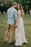 I ordered this for our engagement photos and was not disappointed! The wrap is a tad confusing at first but once you get it down it's simple! The only issue was that the metal snap clip on the top didn't quite fit correctly (and if your chest is also larger it will snap open) so I just snipped it out and you couldn't tell a bit! Would buy this 100 times over again for our photos! Bonus points for being long enough on me with sandals. Tall girl WIN! - Kasey B.