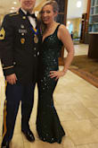 This dress is very sleek! The color is fantastic. It's an extremely comfortable dress as well. I wore it to my husband's military ball and I was very comfortable all night but still felt sexy. I got a ton of compliments. I did wear spanx under it because it hugs your body but the fabric actually pulls you in as well. It was the perfect length for me so if you are taller this definitely would be short. - Sarah M.