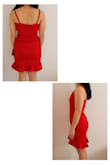 I actually got this dress in an XS and S. The XS was a little too short (would rise too high after moving around) so I ended up keeping the S. When pulled down all the way, the S is a little longer on me than I usually prefer (but I'm very short), but the dress can be pulled "up" and bunched a little (like in my photos) which makes it better! The extra length I have on the S is nice because dresses always rise up a little when you move so I don't have to worry as much about it rising too high... Especially since the back is longer than the front. This dress is form-fitting but not too tight (the XS wasn't too tight on me either) and it accommodates a little stretch as well! The red is a gorgeous color, I love it! - Callie C.