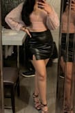 Looks beautiful and has a very flattering fit. It is very short for a taller girl but that was acceptable for the occasion. Upon arrival, it had a really strong fishy smell (guess it's just the faux leather). I left it near a window for 3 days and the smell completely disappeared. - Chelsea J.