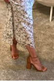 Gorgeous leather heel!!! The color is fabulous & will go with anything. True to size: I'm a true 8 with narrow feet. These fit great & are easy to walk in. Loving the block heel & the height is just right. I'm in my mid 30's & have no more tolerance for tall, uncomfortable stilettos. These were the perfect solution. I've been wearing them around my house to break them in & they seem very comfortable. Can't wait to wear them all summer! - Nicole M.