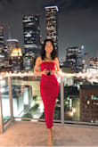 Bought in a small the first time around, since I'm usually the model's measurement. Exchanged for the xs, which is my usual size. Fits so well, stretchy, so the xs wasn't tight. Love it! - Christina N.