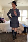 I love this dress and plan to wear to work, but could also wear for a night out! My measurements rarely ever add up to what size charts suggest (ex: waist measurement suggests size L 10/12, hips= M 6/8) but I'm almost always a size small, sometimes medium depending on the brand/fit of the item, so I rely heavily on reviews that include measurements/photos. Because I have a larger waist and other reviews said the waist is not elastic, I sized up to a medium. I'm glad I went with the medium, I think the small would have been a bit snug. Also of note, I found the sleeves to be a bit long (I think others also mentioned this in reviews), but it doesn't bother me enough to return. - Alexia K.