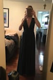 I bought this to wear as a bridesmaid dress in September. At Lulus I typically wear a small, or a medium. I sized up to ensure length. The dress fits well & the length is perfect, though I am going to have the waist taken in. A small would probably fit better but would have been too short. Also, the color is much darker in person. - Megan G.