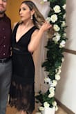 Dress was beautiful, perfect on small bust but a little small around waist & hip area. Overall fit was great but I would go a size up. - Natalie V.