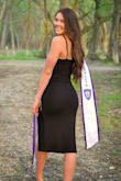 I bought this dress for college graduation pictures. It was the perfect combination of sexy and sophisticated. I bounce between an XS and S with Lulus clothing but the material of this dress allowed me to size down. The dress is super stretchy without being see-through. - Courtney P.