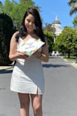 The dress has a yellow tint to it, didn't like the fit. Can't really tell in the picture but in person, it wasn't what I expected. - Delia M.