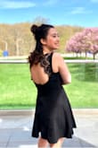 This black skater dress is one of the most regal dresses I've ever worn! So in love with the backless lace detail and I can't wait to wear it to cocktail parties! - Jennifer S.