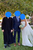 This purchase was a very last minute decision after our wedding was postponed to next year due to COVID-19. Let me tell you, this dress was PERFECT for our beautiful civil ceremony. It fit so well, was super breathable (it was >100F), stretchy/comfortable and stayed in place the whole time (always a big concern of mine when purchasing anything strapless). It also photographed beautifully! - Estelle V.
