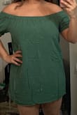 Color is accurate, fabric as described, has a linen-look. However as some people mentioned, it is too short, can't bend without exposing my bottom. Wrinkles easily. - Alessandra B.