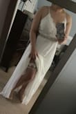 Well the covid-19 officially postponed my wedding for another year. So we plan on going to the courthouse this year to get married and having the big crazy celebration next year. With that being said I am definitely not wearing my actual wedding dress to the courthouse but I wanted something elegant and light weight. This is such a perfect dress. I added the belt for my love for sparkles. - Siera M.