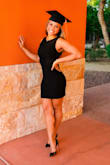 I bought this dress for my graduation and graduation pictures and I love it! The fit is perfect and comfortable. The front is classy and the back shows some skin and ties back to add something fun to the dress. I am very happy with this purchase!!! This was my first purchase from Lulus and definitely will not be my last. :) - Natani N.