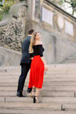 I wore this for my engagement shoot and  I absolutely loved it. The length was perfect and it moves so nicely! Didn't wrinkle at all. Perfect for any occasion! - Merrily G.