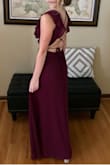 Very flattering fit and color. The material hung nicely and the lace up back made the dress. Of course it was long and needed to be hemmed, but that was to be expected. Very happy with my purchase! - Karen B.
