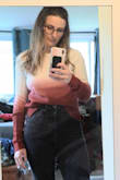This sweater is a bit ill-fitted if you have a bust, I think it would look more flattering on someone flat-chested, but this was remedied by tucking it into pants. Love the color scheme though, and for the cheap price it's totally worth it and I will definitely be wearing it. It is a bit itchy. - Natalie K.
