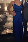 Fits a little loose which is perfect for this style dress. The blue color is exactly the same shade as pictured. The seam is in a slightly odd spot for the split in the skirt but does not ruin the appearance of the dress. Excited to wear to an upcoming wedding.

Added a thin blue tie that I had that happened to be the same exact color and gave it some shape - Samantha B.