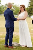I ordered this dress after COVID-19 affected our original wedding plans. It was perfect - the lace detailing on the bust was beautiful with a flattering neckline, and the skirt felt so light and flowy. I had to have it hemmed a bit as it was too long, but other than that it was a perfect dress! - Kelly R.