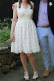 I could not be happier with this dress! It fit me perfectly, the lace was gorgeous, and it was the perfect combination of simple yet elegant that I wanted for my tiny backyard wedding. - Elizabeth K.