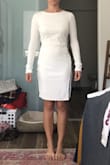 This dress is great! The length is perfect, not too short, which I appreciate. The bodice fits a little weird due to the open back and the arms are a bit tight but it's not a big deal. The material is good quality and isn't sheer for being a white dress. Just have to find a good bra to wear with it! - Allison B.