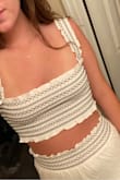 I am extremely tall, so its incredibly hard to find something that fits! I got a large for the length and my hips and the bottoms fit just right! I could've sized down on the top to a M, but the large is super stretchy so it still fits very well! Not see through and extremely comfy. - Christina M.