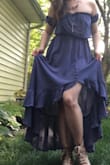 I got this dress on sale. I was reluctant at first because I thought it would wash me out but it was actually very flattering! I think this will be one of my favorite dresses. Complements pear shaped bodies. One thing is I would warn is that the dress ripped near the buttons the first day I got it. Though honestly I like it so much that I don't mind and it's an easy stitch. - Natalia Z.