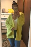 A wonderful, happy yellow sweater. So soft and cozy. I wear it laying in bed and out and about. It is fragile in ways though where it could get caught on something and rip so be gentle. I love it. - Katy B.