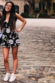 This romper looks exactly like the photos. Beautiful quality! The length is perfect and I love that the straps are adjustable. I do debate XS and S sometimes and went with the small in this romper; very happy that I did. Highly recommend! - Laura S.