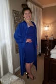 Adore this dress! Ordered size M and fits 5' 8" between 137-160 lbs with different body shapes. Quality is good and has a thick lining. It emphasizes the waist for those of us that have a straight up and down body shape. Love the neckline because it's appropriate for large bustline and doesn't show too much cleavage if at all. - AMBER K.