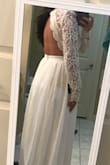 Yalllll this dress is PERFECT. I was a little iffy about ordering it at first but I am so glad I did. I am having a smaller wedding with a country style theme and this dress is perfect for that. The back is absolutely beautiful. It does need to be altered a little bit bc I have an awkward body but I love it. - Katelyn O.