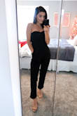 This jumpsuit is super cute. I'm in love with the sweetheart neckline. It has pockets and fits really good. Doesn't fall down because of the non slip line the top. Perfect ankle length as well. - Kelsey R.