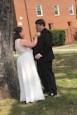 Absolutely perfect!! I panicked when my big wedding was postponed due to COVID-19 and I wouldn't be able to wear my original wedding dress for our new 10 person ceremony. I searched everywhere online for a white dress that still felt bridal. True to size. It was way too long so I did have to get it altered. It was kind of tight around the rib cage, there is no give with the middle band. But I felt comfortable the entire day. I would definitely recommend this dress. - Kayla D.