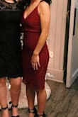 I wore this dress to a wedding in December. It was really cute, comfy, and the material had a nice amount of stretch to it. Contoured to the body nicely. - Meilyn F.