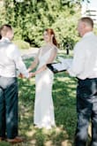 I wore this dress for our ceremony after we had to cancel our large wedding because of the coronavirus shutdown. It was a bit tight, but I wore Skims (Kim Kardashian's shapewear) to smooth everything out. I also tried using pantyhose to smooth, and they worked but were pretty warm for an outdoor June wedding. The length was great -- I wore flats and didn't need any hemming. Overall, I would recommend this dress! - Rebekah D.