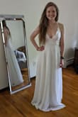 I wore this dress for my wedding after our original plans were cancelled due to COVID-19. This dress surpassed my expectations! Fit perfectly and photographed very well! The lace on the top was beautiful and thick enough where I did not need to wear a bra or petals. Highly recommend! - Haley W.