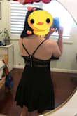 This dress's material (minus the bodice) is fairly thick. I also like how there's a 2nd layer under the skirt. The skirt comes with a zipper and a clip for easy slipping on, and the straps are adjustable. Overall, the dress is very soft, cute, and comfy to wear!

The waistband was a little tight for me and the waistband doesn't stretch very much (a few cm on each side maybe). The bodice part doesn't go as high up the back as it does on the model, at least for me. The lace is really thin, so be careful about that.

I'm going to reorder it in a S instead of XS, but I still really like this dress! - Thi H.