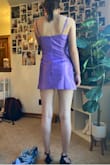 Soooo wanted this to work but it was just too short. The color is absolutely beautiful. My daughter is all legs so we knew it may be a little short based on other reviews but it was short to the point she couldn't bend over without showing everything. Would be fine if she didn't have to bend at all. There is a slight stretch to it but not much. I suggest someone who is 5'5" or below and not all leg. Sadly have to return. :( - Julie G.