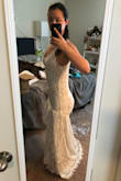 I ordered a S and an XS. It's a very close call as to which fits me better. I've been working out though, so I'm holding on to both for a bit to wait and decide. Both are great, I will be using one as my reception dress since my other dress is too bulky. - Sabrina I.