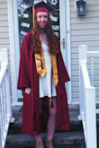 I wore this dress for my graduation and loved it. The material is not see through and it was very comfortable. The adjustable straps made it fit well for me especially since I struggle to find a dress that will fit my upper and lower body the same. - Jodi S.