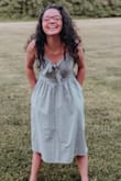 Wore this dress to a picnic date and it's super comfy and has pockets!! Love the length even though I normally don't order midi dresses. Super flattering. It's a bit tight at the top and I had to wear it without a bra, but that wasn't a huge deal. - Mariana P.