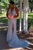 This dress is very comfortable and beautiful. The material is very forgiving. Perfect dress to elope in. My husband loved it. - Shameka C.