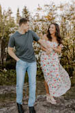 The material is thin but it is not see through at all. I wore this for engagement photos and I love how it turned out! - Lindsey M.