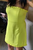 I wore this dress for my niece's bachelorette party. I was reluctant to order because the only size available was an XL but I really liked the color and it went with the theme of the party! I normally wear a size small or medium but I read the reviews about it running small and being too short. I think large would have been perfect  because The dress was a little loose around my waist and hips but it fit really good on the top and it was not short. the dress is well made for the price and it was very comfortable being a little loose. I got a lot of compliments and the color looked great with my skin tone. I wore this dress with heels but also tried a pair of white sneakers for a more casual look. - Elizabeth L.