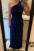 I've tied it at least 5 different ways! The material is just beautiful and actually a bit heavy. It fits like a glove! This is a must have kind of dress!! - Jessica B.