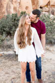 This is not something I would usually purchase, but it was time for engagement pictures and I loved how different, elegant, and flowy it looked. Once I received it I loved it and now after seeing the final pictures I love it even more. I will be wearing this to my bridal shower as well. It's perfect and I felt beautiful! I was worried it would not fit right because I have a long torso, but it didn't pull or tug. It also is long enough in the front and back so that your booty cheeks are not showing. The only thing that I would have changed was the length of the sleeves, but I have short arms so I expected it. I also had no problems with the button staying clasped on the chest, but keep double sided tape on hand just in case. Love this romper and its intricate details! - Jocelynn W.