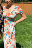 I'm usually between a size M and L so I ordered both. The M was just a little too snug so I stuck with the size L and it fits so beautifully and hugs all the right places. Such a simple romantic dress. - Jillian B.