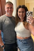 I wore this outfit for dinner after we eloped and it was literally perfect. Soft, flowy skirt with a high slit for a little sexiness! The top was adjustable which was perfect so I could pull it tighter I actually wore the top with shorts another night. - Stephanie S.